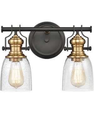 Chadwick 2-Light Vanity-Light Oil Rubbed Bronze/Satin Brass/Seedy Glass