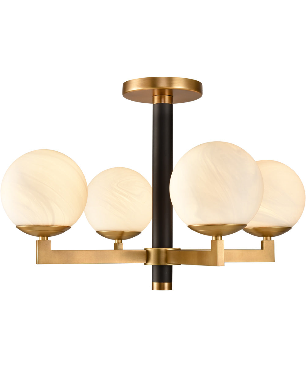 Gillian 24'' Wide 4-Light Semi Flush Mount - Natural Brass/Matte Black