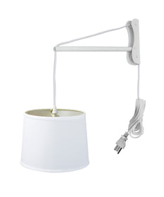 14"W MAST Plug-In Wall Mount Pendant 1 Light White Cord/Arm White Shade