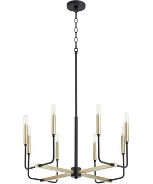 24"W Lacy 8-light Chandelier Noir w/ Aged Brass