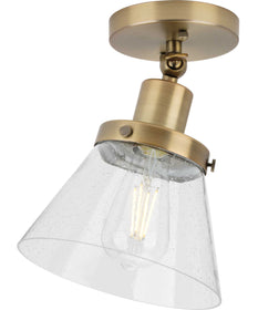 Hinton 1-Light Seeded Glass Vintage Style Ceiling Light Vintage Brass