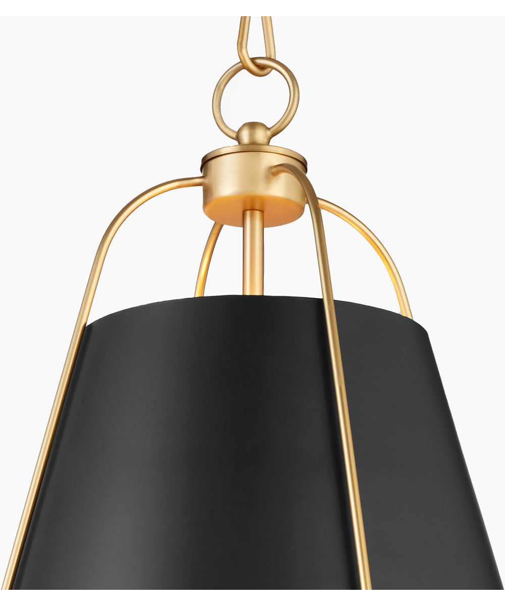 1-light Pendant Matte Black w/ Aged Brass