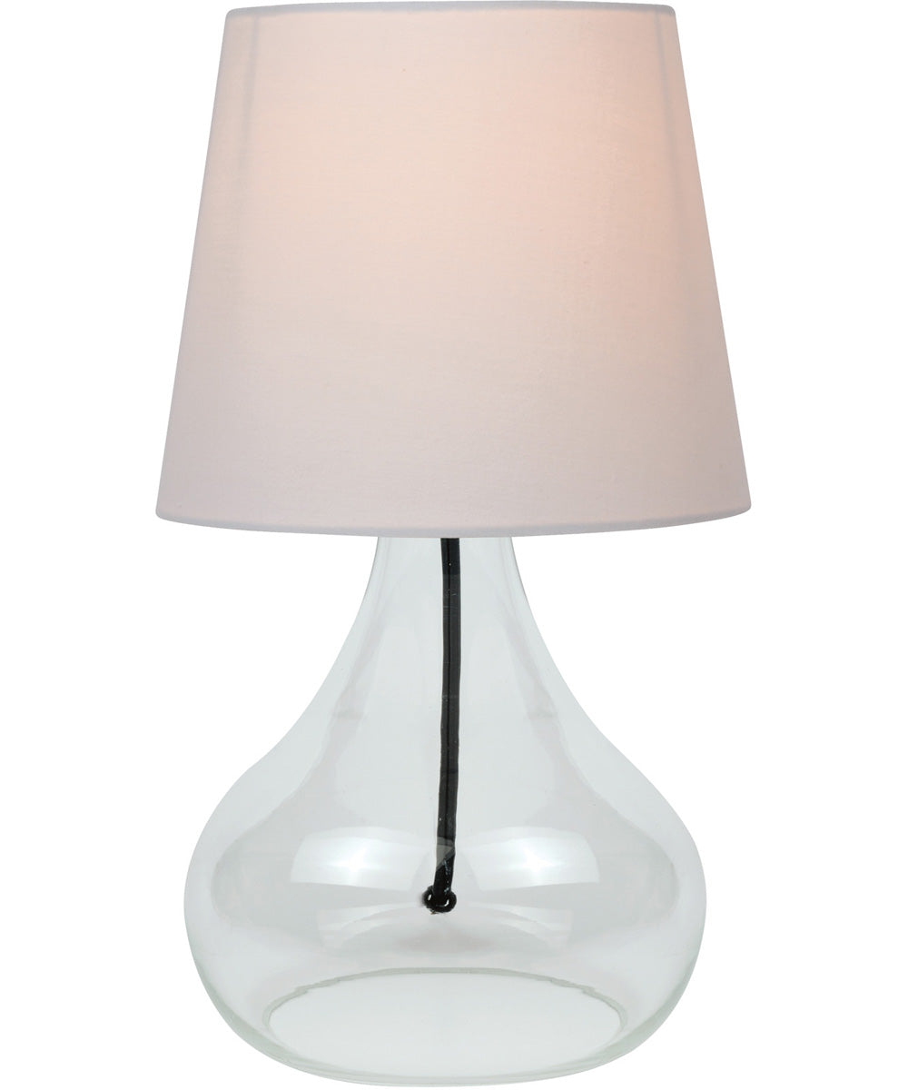 Jamie 1-Light Table Lamp Clear Gls Body/White Fabric Shade