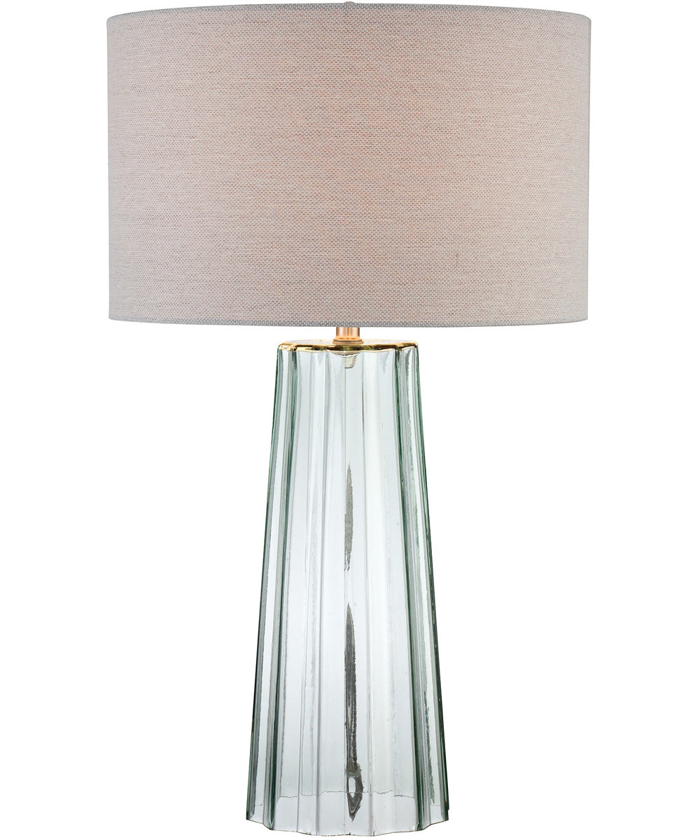 Rogelio 1-Light Table Lamp Glass Body/Linen Fabric Shade