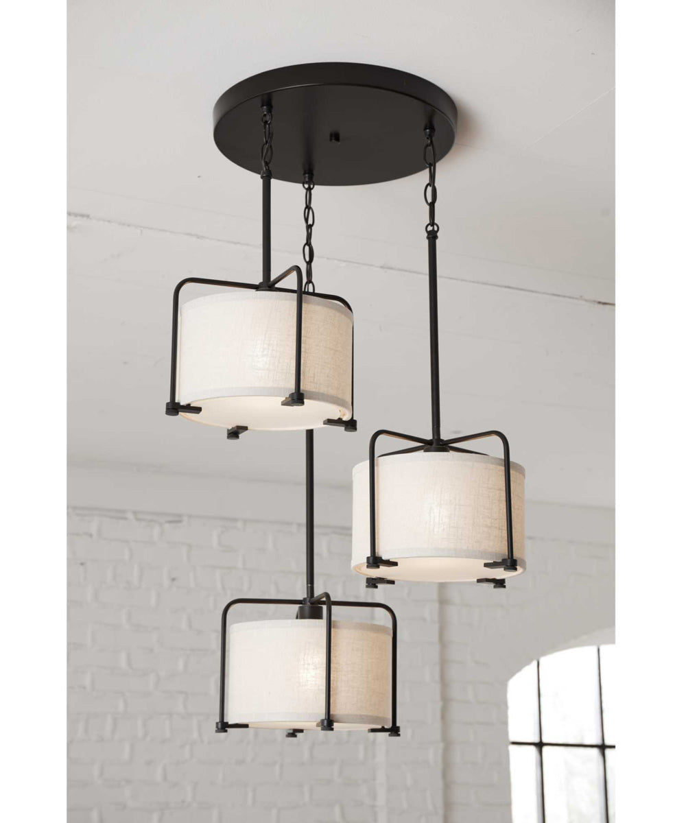 Kempsey 1-Light Harvest Linen Shade Farmhouse Pendant Light Antique Bronze