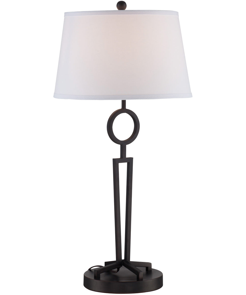 Tiona 1-Light Table Lamp Dark Bronze/White Fabric Shade