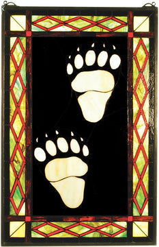 27"H x 18"W Bear Tracks Stained Glass Window