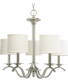 Inspire 5-Light Off-White Linen Shade Traditional Chandelier Light Brushed Nickel