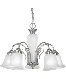 Bedford 5-Light Etched Alabaster Glass Traditional Chandelier Light Brushed Nickel