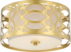 15"W Filigree 2-Light Close-to-Ceiling Natural Brass