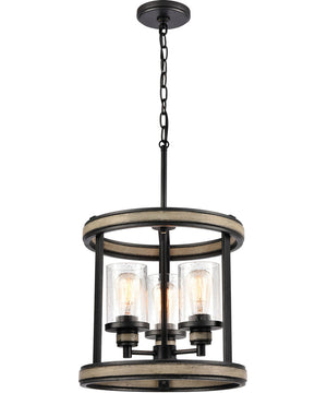 Beaufort 3-Light Pendant Anvil Iron/Distressed Antique Graywood/Seedy Glass