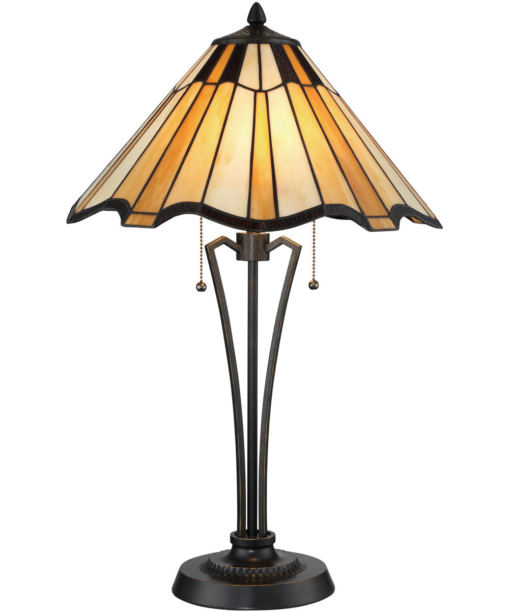 Florence 2-Light Table Lamp Dark Bronze/Tiffany Shade