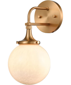 Beverly Hills 1-Light Vanity-Light Satin Brass/White Feathered Glass