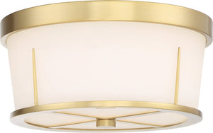 13"W Serene 2-Light Close-to-Ceiling Natural Brass