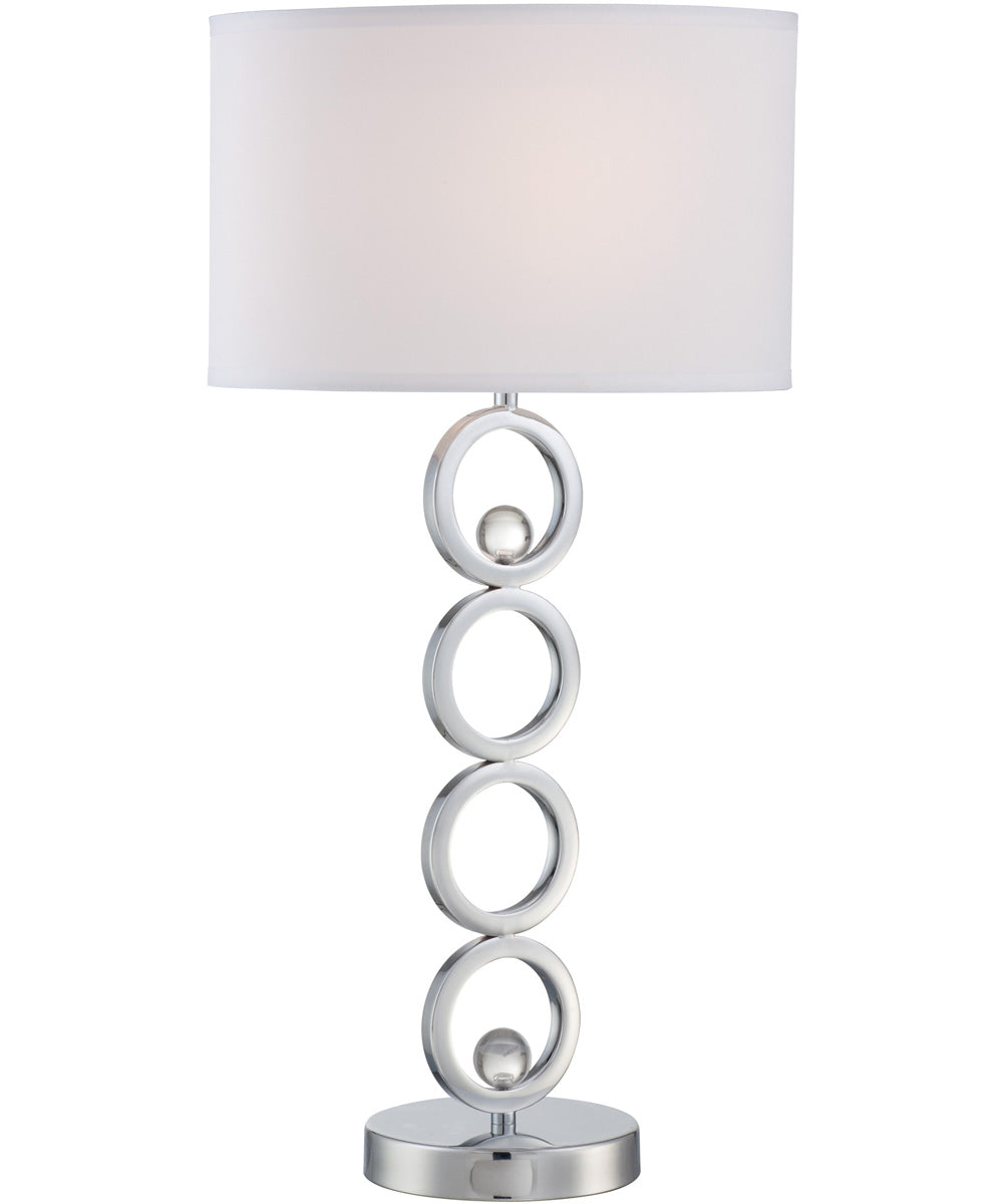 Celestine 1-Light Table Lamp Chrome/White Fabric Shade/Crystal