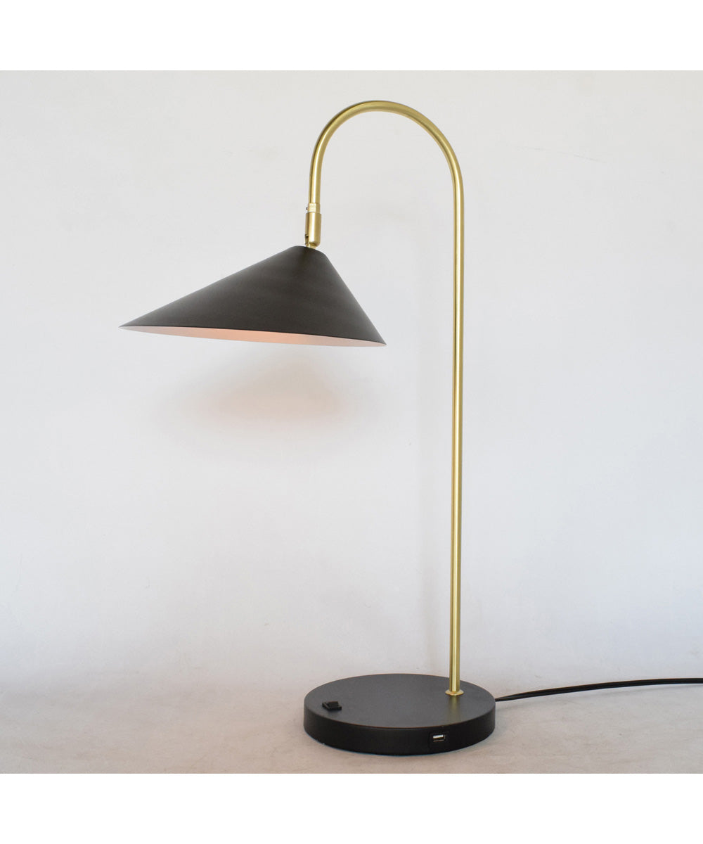 Jerome 1-Light Table Lamp Gold/Black Metal Shade