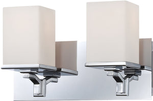 13"W Ramp 2-Light Vanity Chrome/White Opal Glass