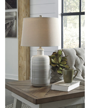 25"H Marnina Ceramic Table Lamp Set of 2 Taupe