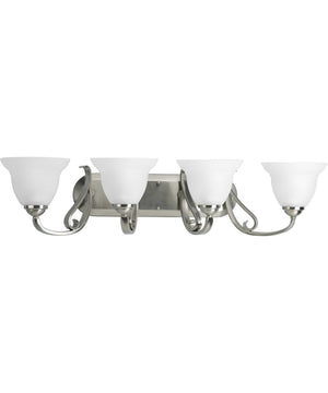 Torino 4-Light Etched Glass Transitional Bath Vanity Light Brushed Nickel