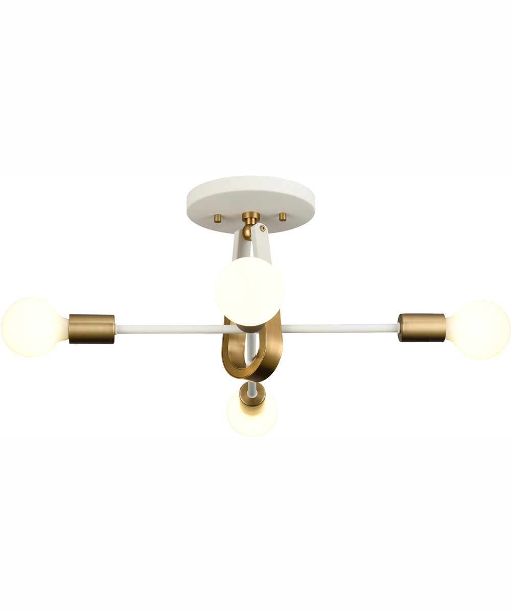 Sabine 20'' Wide 4-Light Semi Flush Mount - Textured White/Brushed Gold