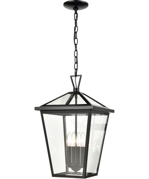 Main Street 4-Light Outdoor Pendant Black/Clear Glass Enclosure