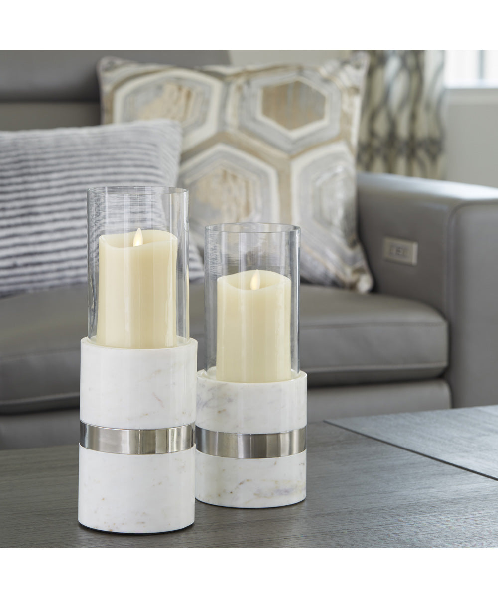 Gracelyn Candle Holder Set (2/CN) White/Silver