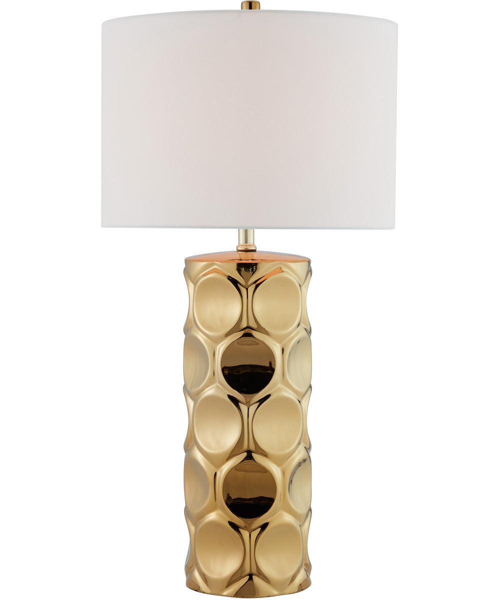 Godfried 1-Light Table Lamp Plated Gold Ceramichrome/ White Fabric