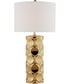 Godfried 1-Light Table Lamp Plated Gold Ceramichrome/ White Fabric