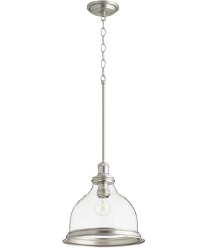 12"W 1-light Pendant Satin Nickel w/ Clear/Seeded