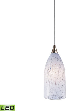 5"W Verona 1-Light LED Pendant Satin Nickel/Snow White Glass