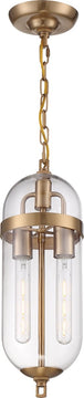 6"W Fathom 2-Light Pendant Vintage Brass / Clear