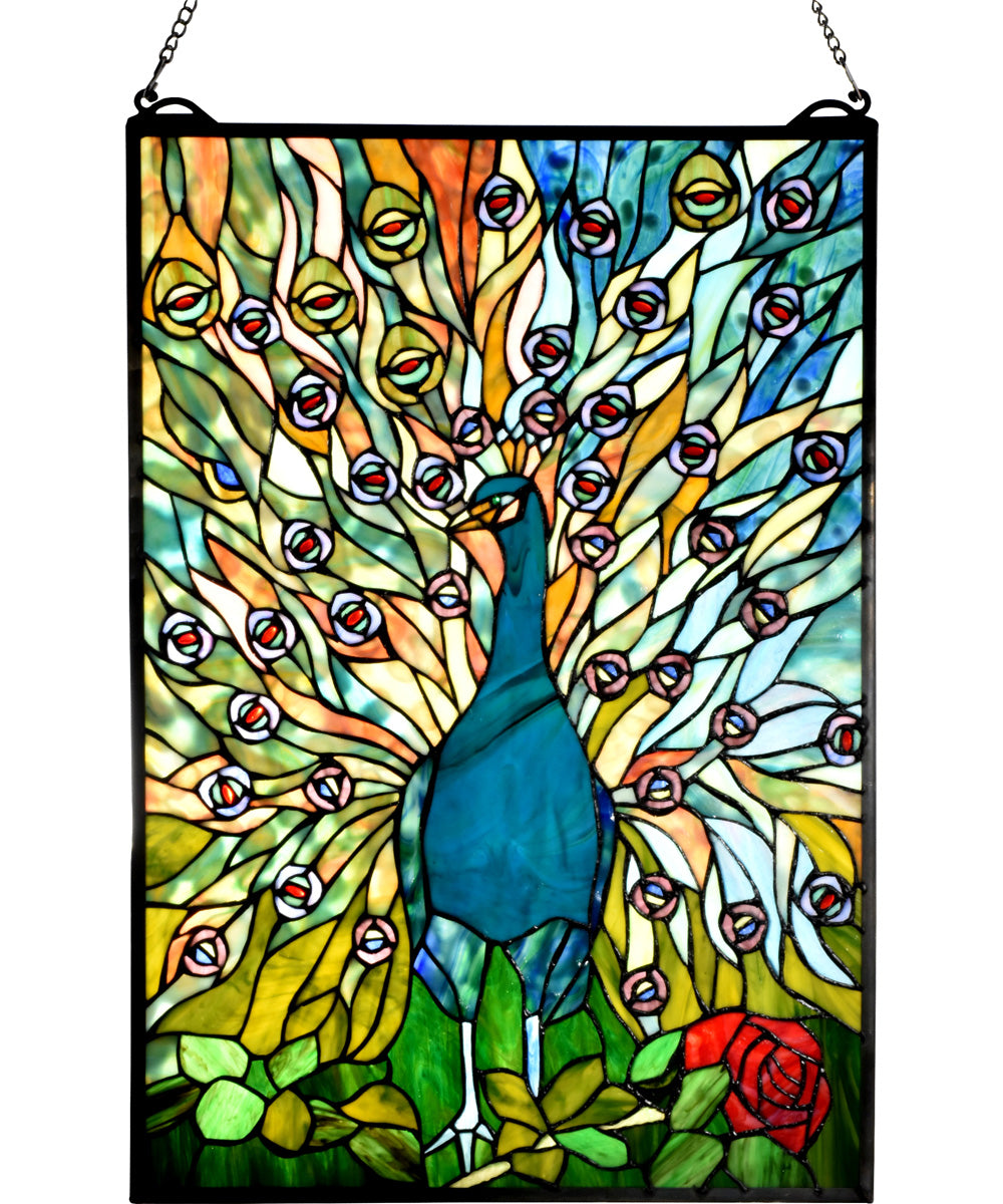 Peacock 26 Inch H Tiffany Window Panel