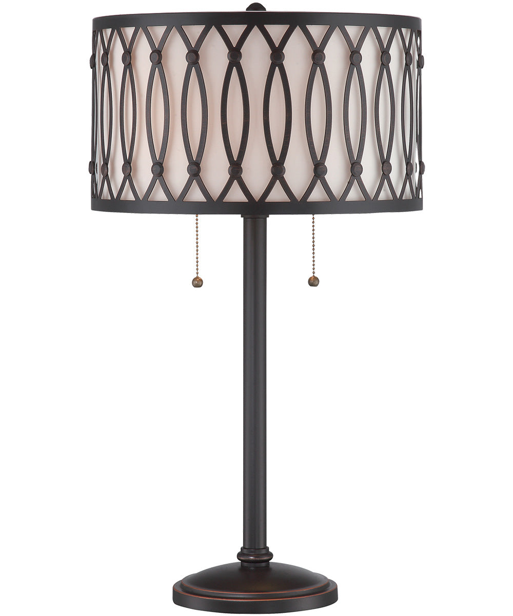 Tacey 2-Light Table Lamp D. Bronze/Inner White Fabric Shade