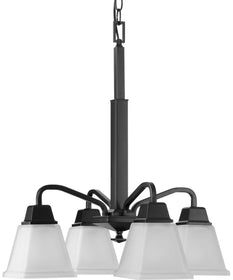 Clifton Heights 4-Light Modern Farmhouse Etched Glass Chandelier Light Matte Black