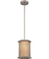 Crestler 1-Light Mini Pendant Weathered Zinc/Polished Nickel Mesh/Beige Fabric Shade