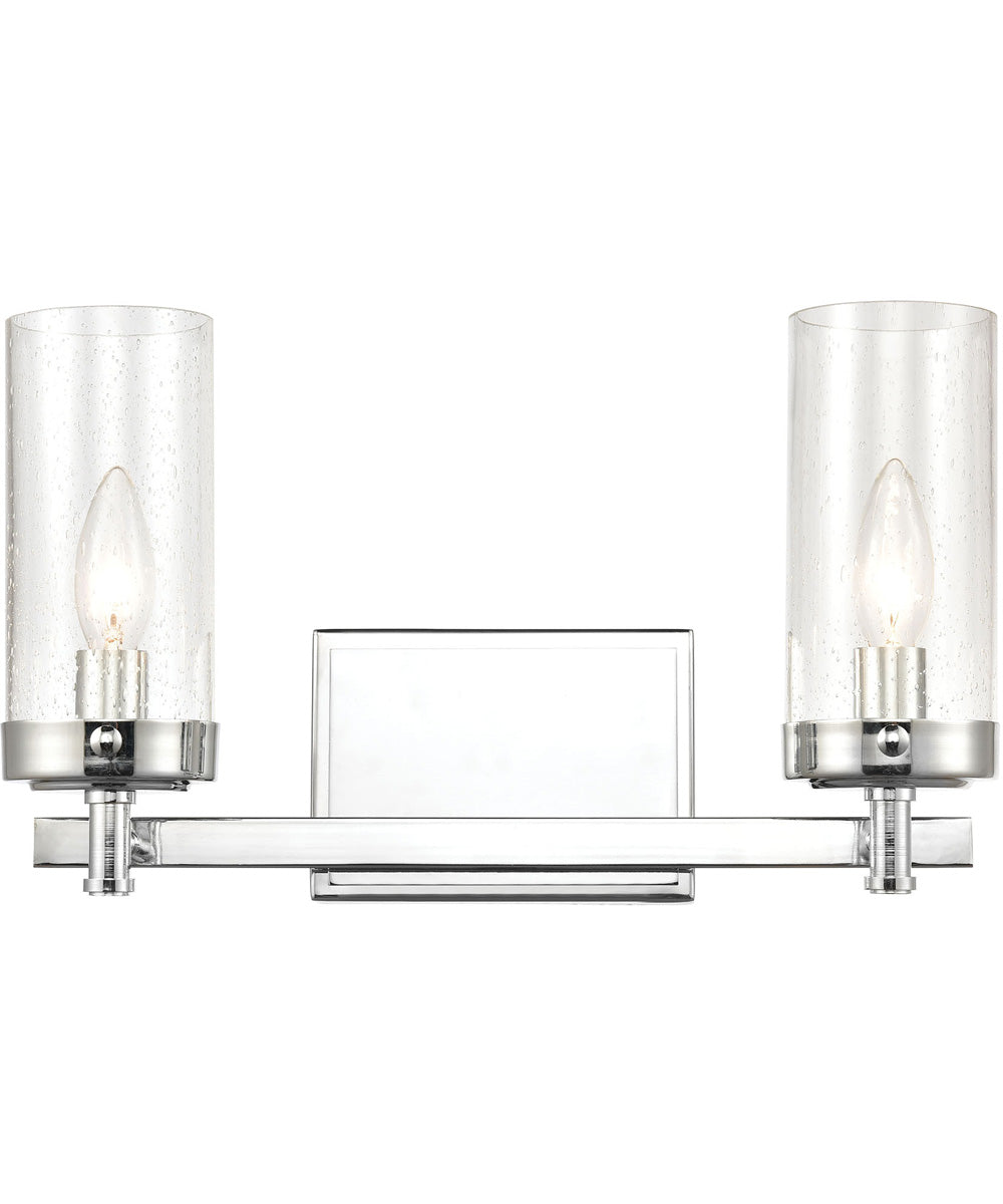 Melinda 2-Light Vanity-Light Polished Chrome/Seedy Glass