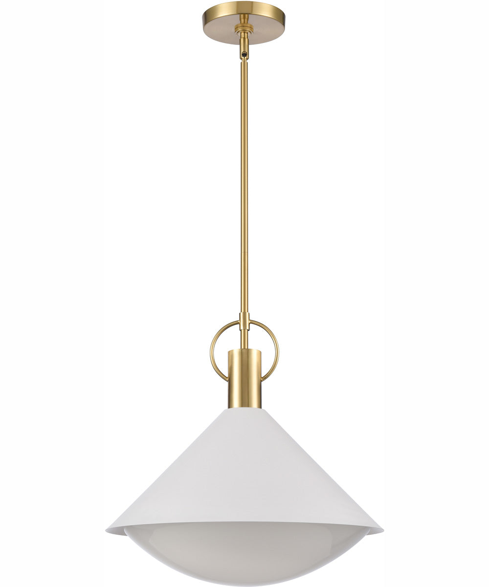 Compton 15.75'' Wide 1-Light Pendant - Satin Brass/Matte White