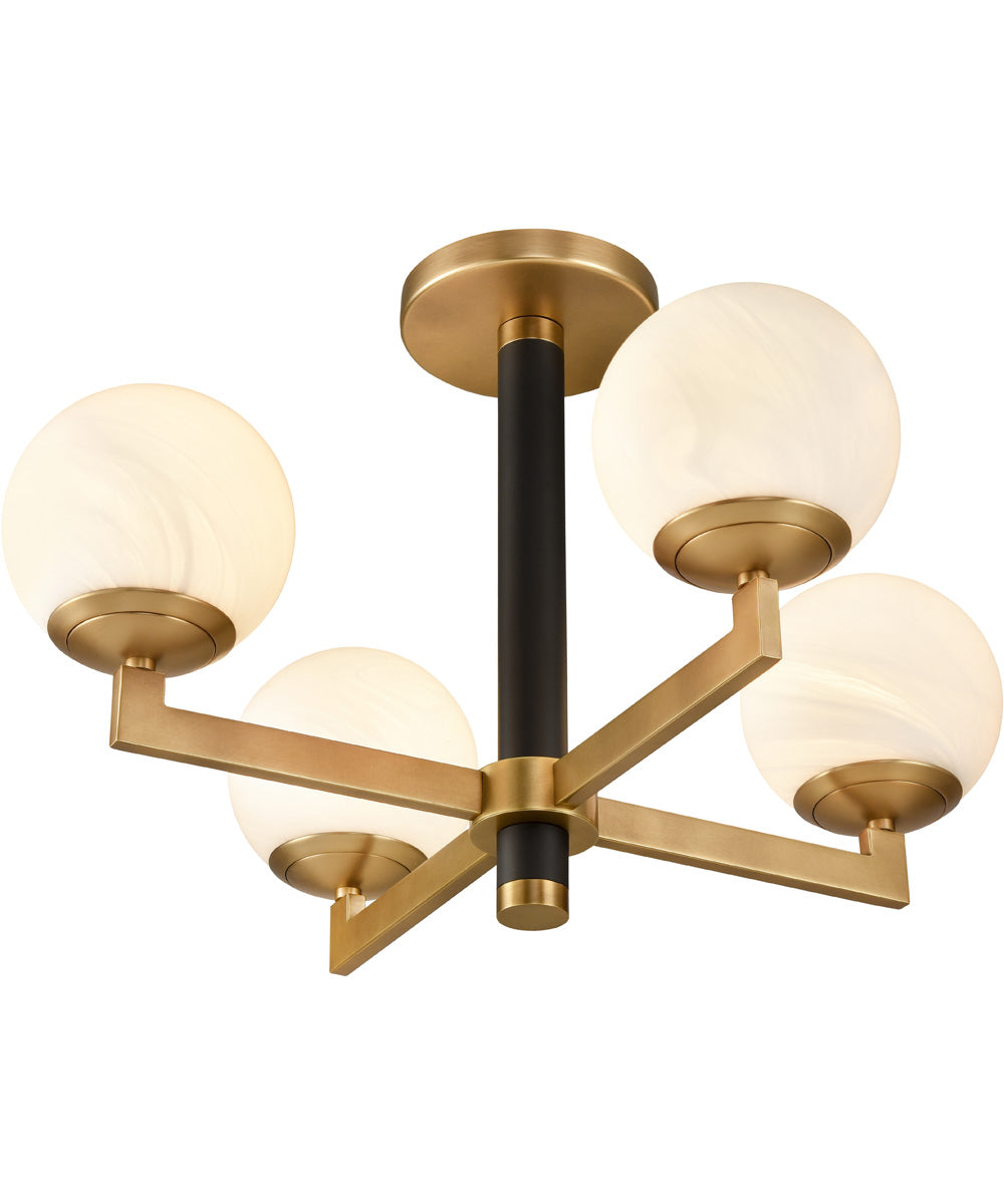 Gillian 24'' Wide 4-Light Semi Flush Mount - Natural Brass/Matte Black