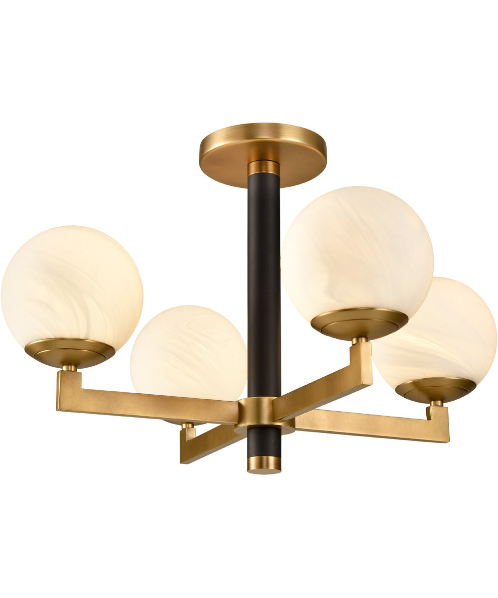 Gillian 24'' Wide 4-Light Semi Flush Mount - Natural Brass/Matte Black