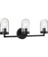 Signal 3-Light Clear Glass Coastal Bath Vanity Light Graphite