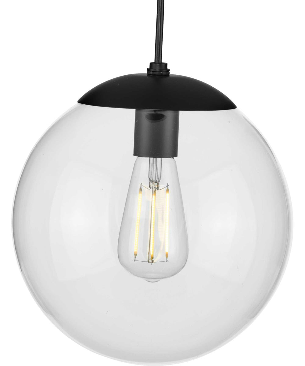 Atwell 10-inch Clear Glass Globe Medium Hanging Pendant Light Matte Black