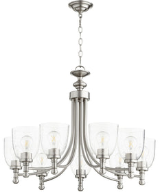 31"W Rossington 9-light Chandelier Satin Nickel w/ Clear/Seeded