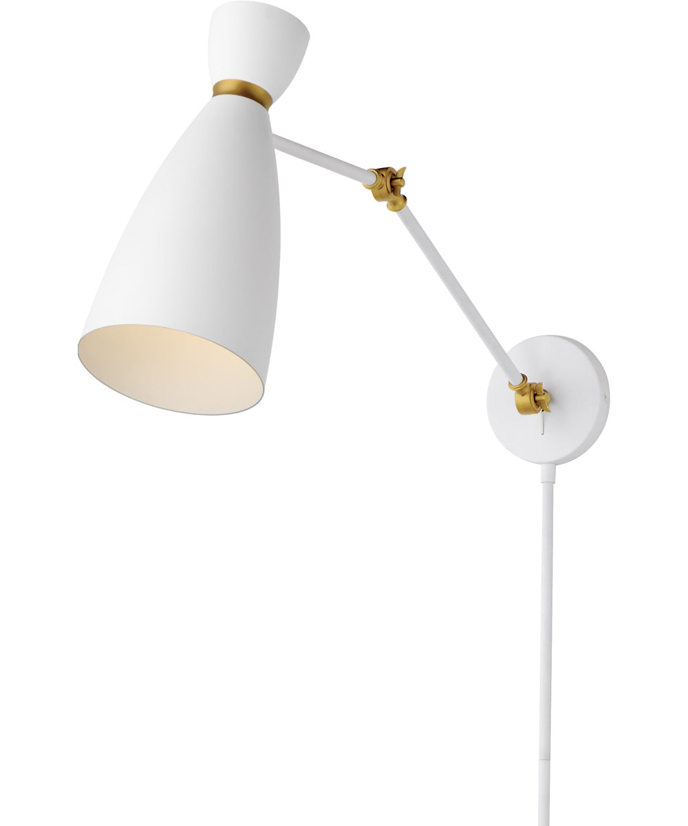 Carillon Articulating Wall Sconce White/Satin Brass