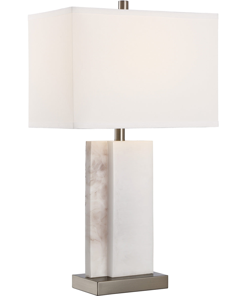 Dacey 1-Light Table Lamp Two Tone/Brushed Nickel/White Fabric Shade