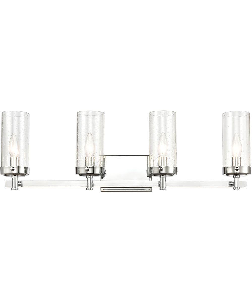 Melinda 4-Light Vanity-Light Polished Chrome/Seedy Glass