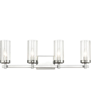 Melinda 4-Light Vanity-Light Polished Chrome/Seedy Glass