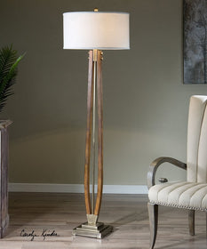 67"H Boydton Burnished Wood Floor Lamp