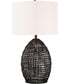 Ivette 1-Light Table Lamp Black Rattan Body/White Fabric Shade