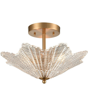 Radiance 3-Light Semi Flush Satin Brass/Clear Textured Glass