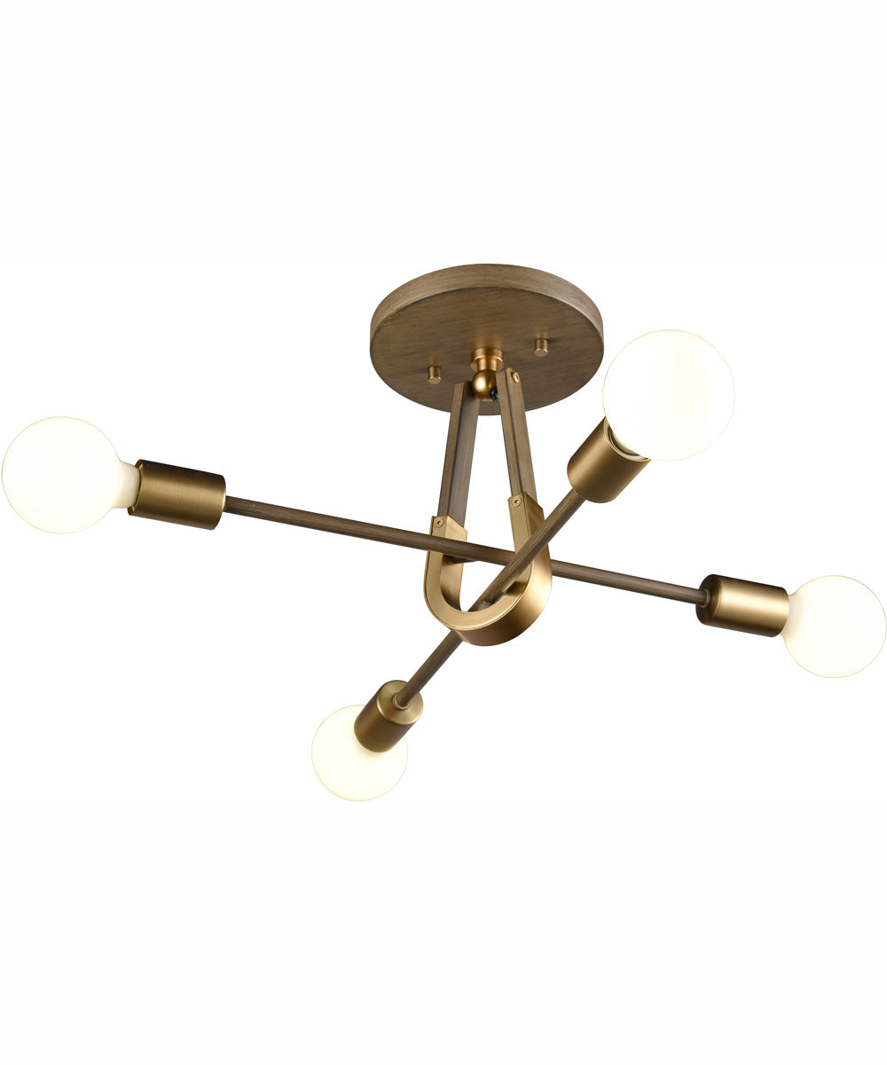 Sabine 20'' Wide 4-Light Semi Flush Mount - Pecan/Brushed Gold